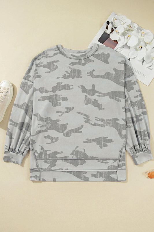 Plus Size Camouflage Crewneck Sweatshirt