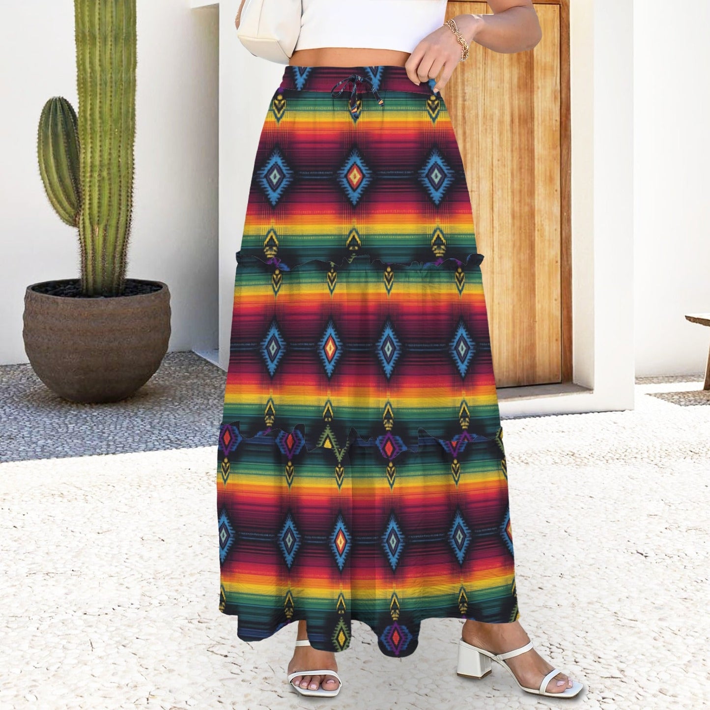 Colores De Mexico Serape Maxi Prairie Skirt