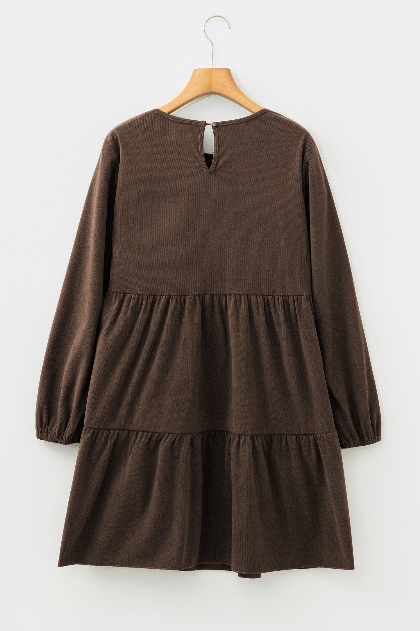 Solid Lantern Sleeve Tiered Mini Dress