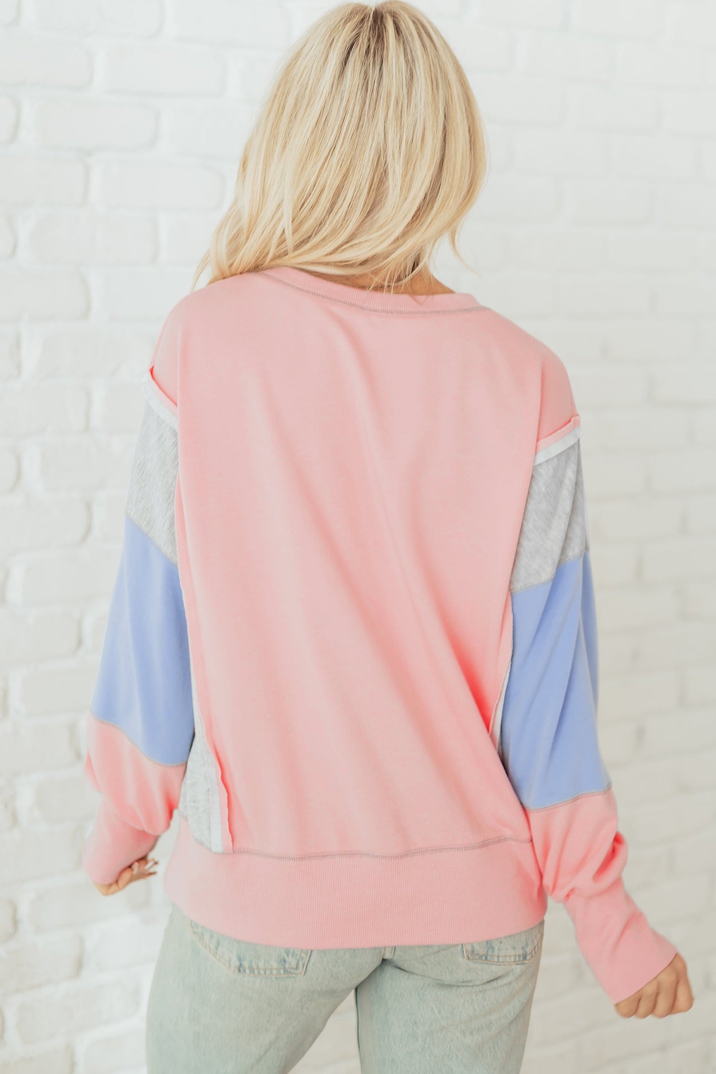 Colorblock Patchwork Reverse Seam Sweatshirt