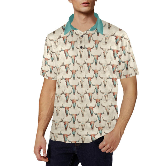 Baha Ranch Colored Skulls Men's Polo Style Shirt