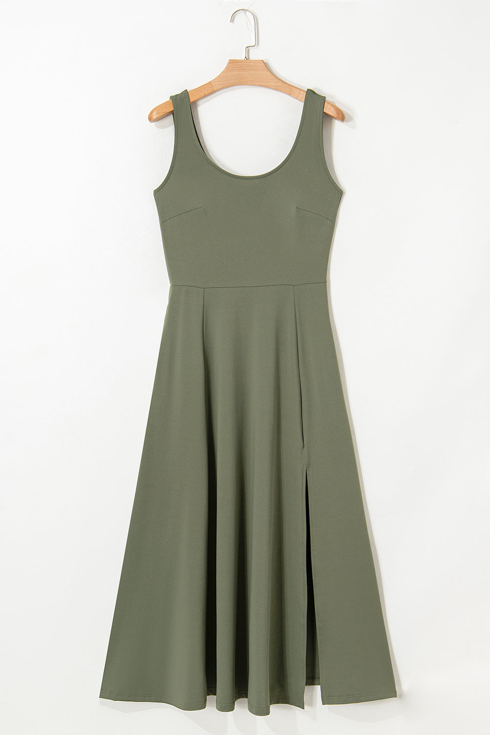 Sleeveless Flared Split Midi Dress