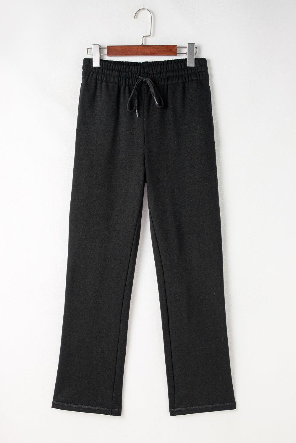 Solid Fleece-Lined Drawstring Waist Pants
