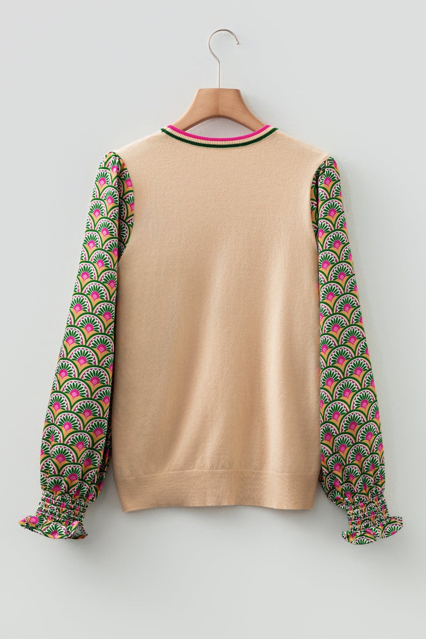 Floral Patchwork Puff Sleeve Sweater