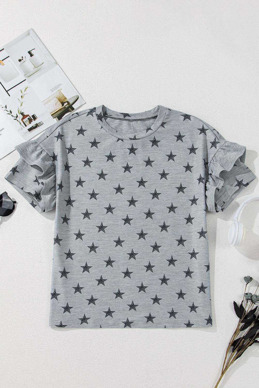Star Tiered Ruffle Sleeve T-Shirt