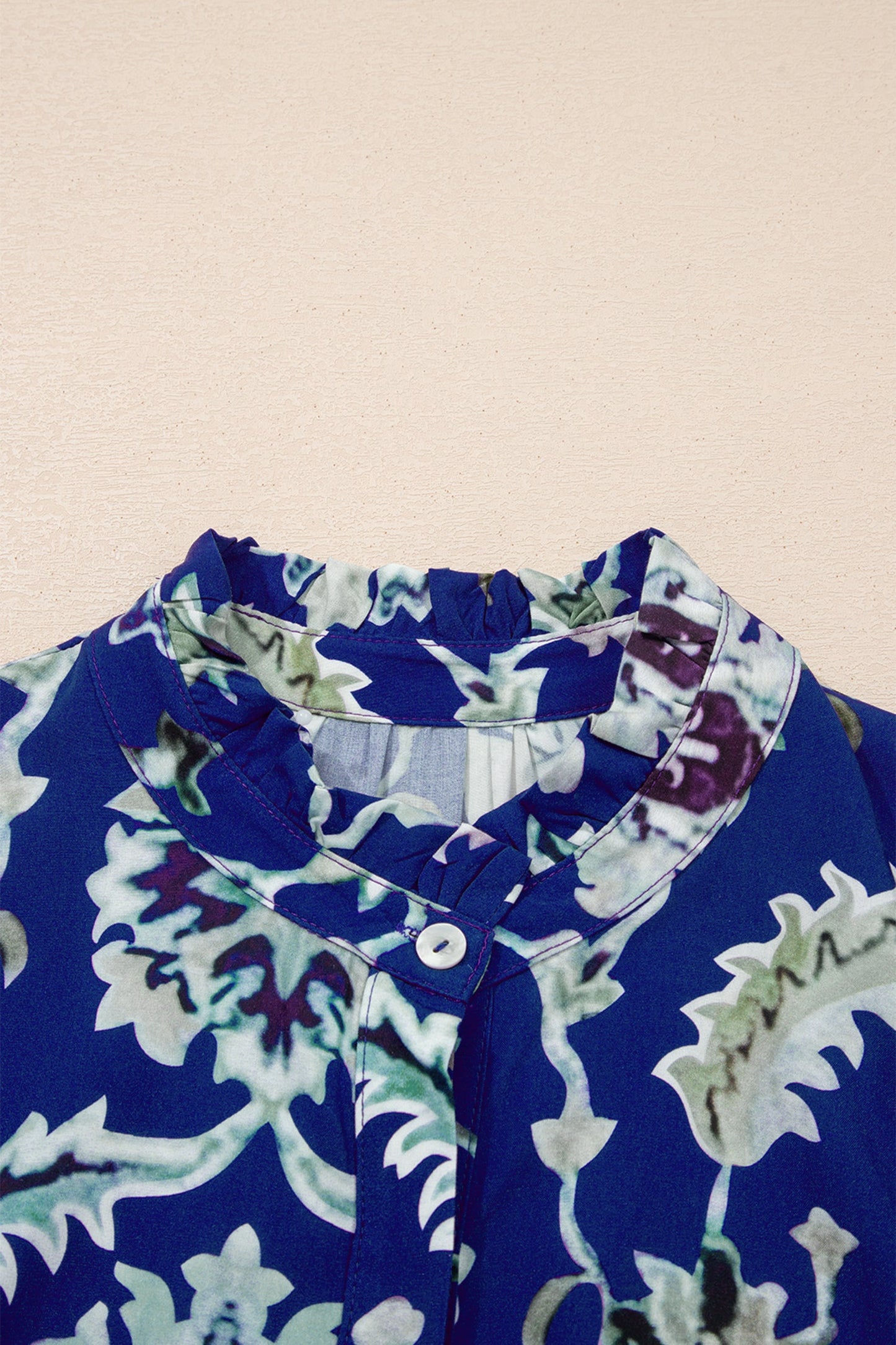 Floral Frilled Collar Puff Sleeve Maxi Dress