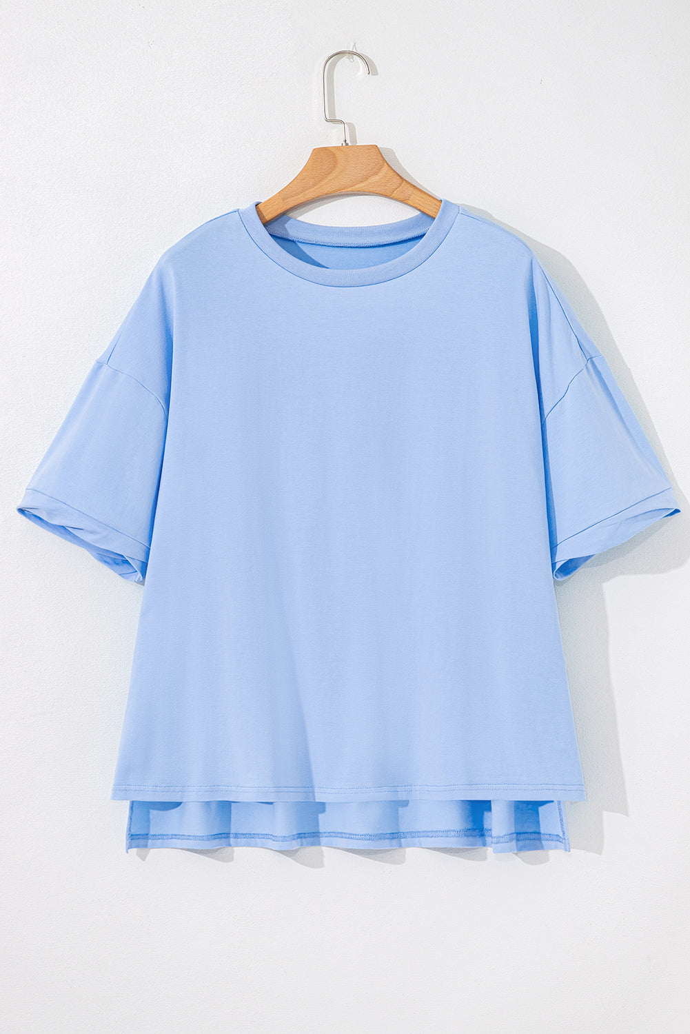 Solid Short Sleeve Hi Low Hem T-Shirt