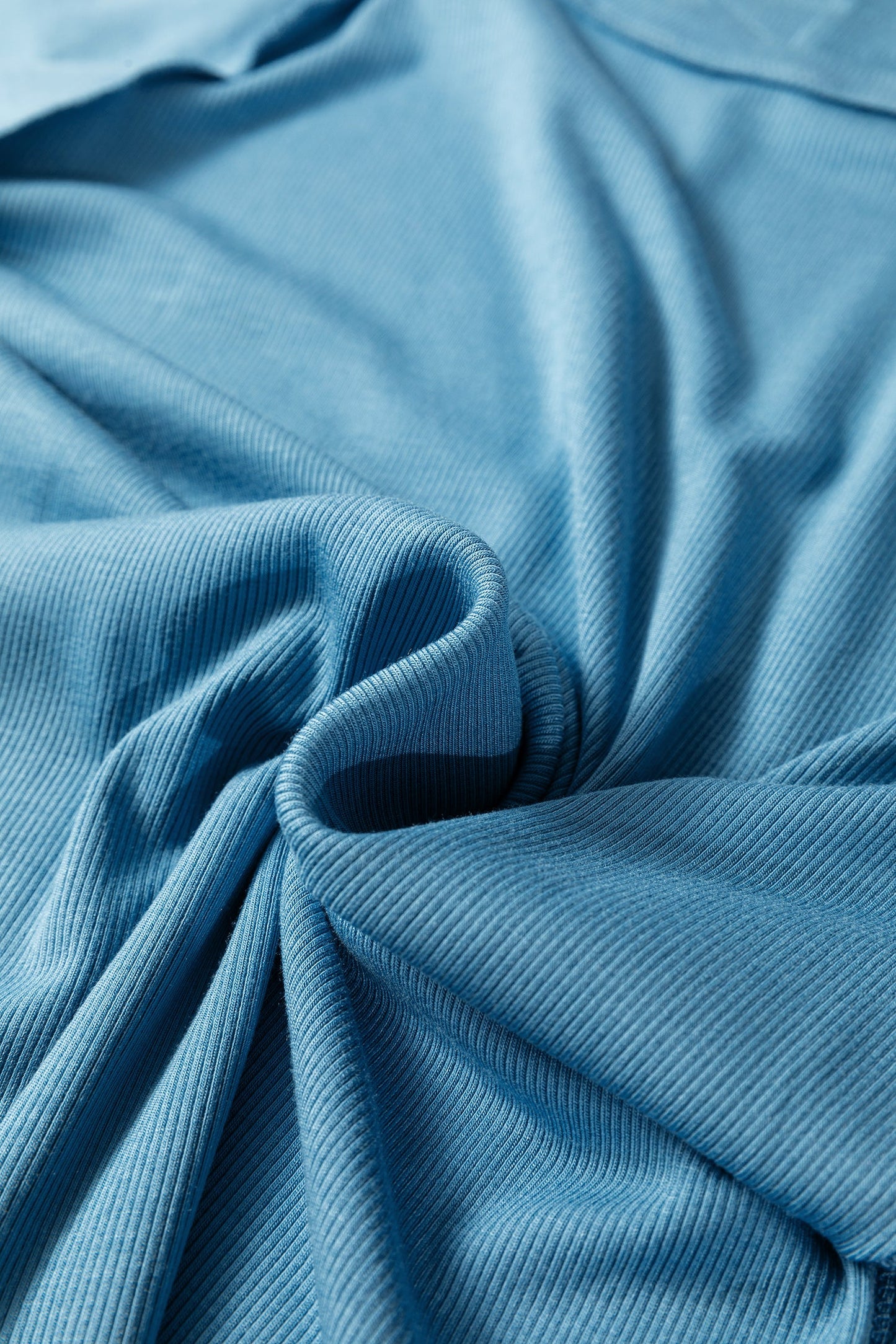 Ribbed Cap Sleeve Crewneck Shirt