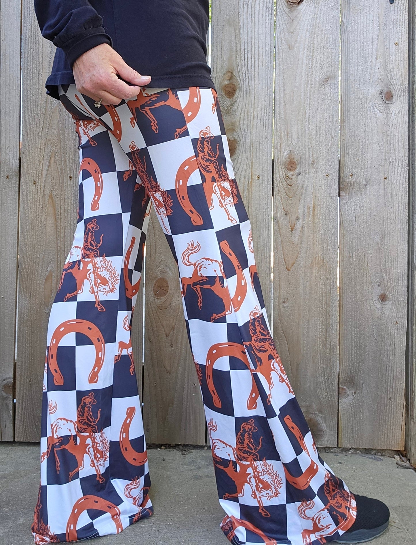 Checkered Rodeo Flare Pants