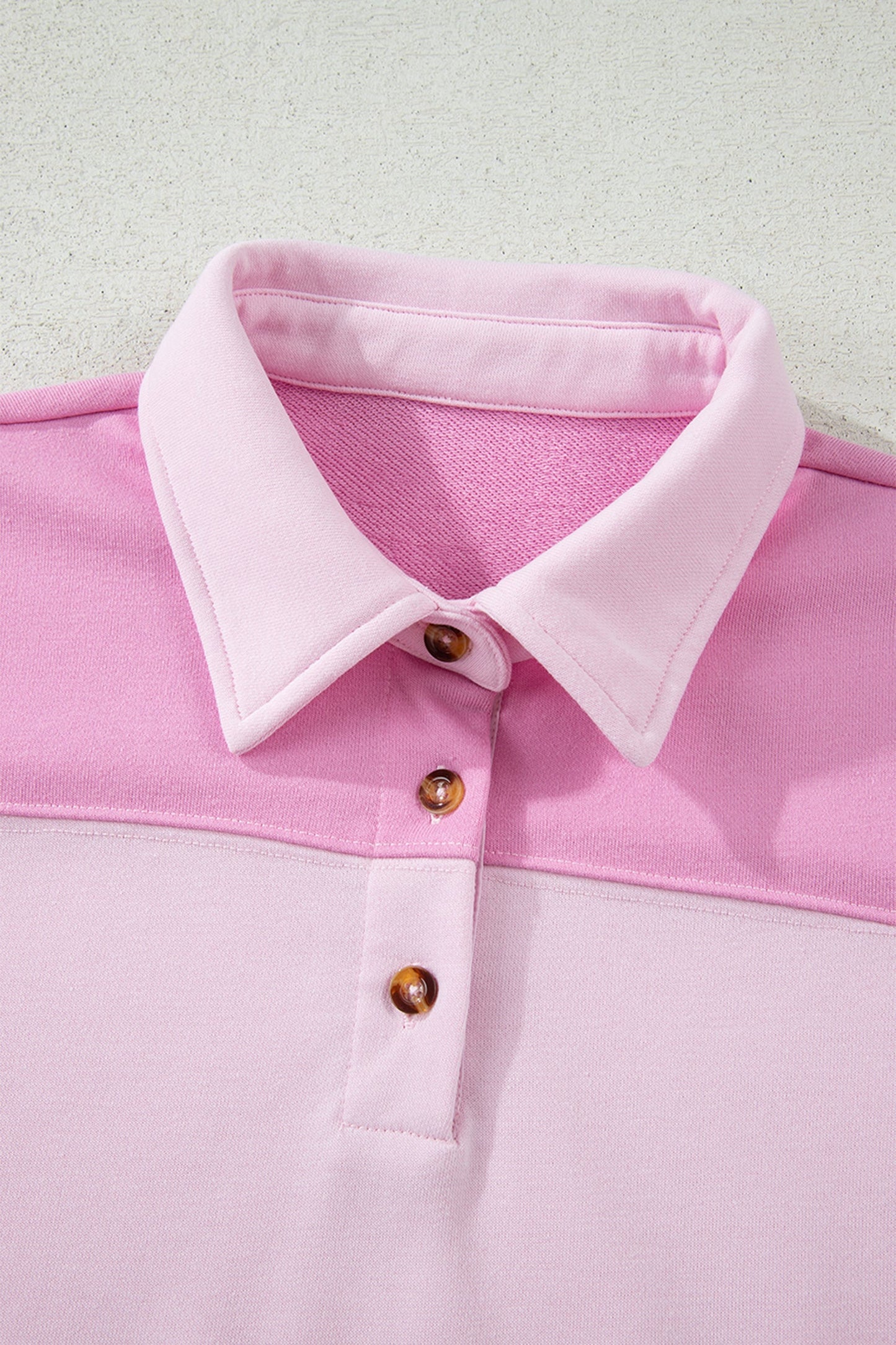 Colorblock Raw Seam Buttoned Polo Collar Dress