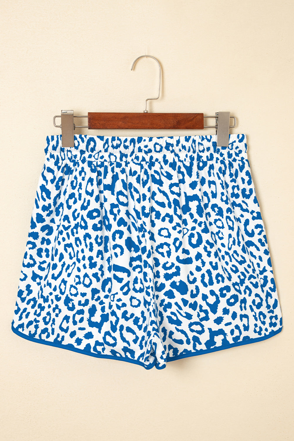 Leopard Lace-Up Contrast Trim Elastic Waistband Casual Shorts