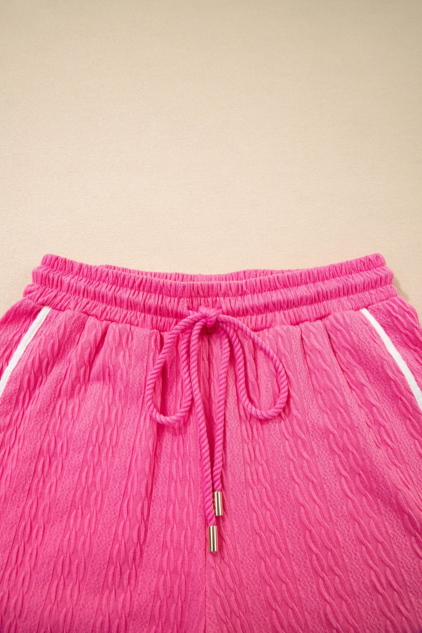 Textured Colorblock Tee & Drawstring Shorts Set