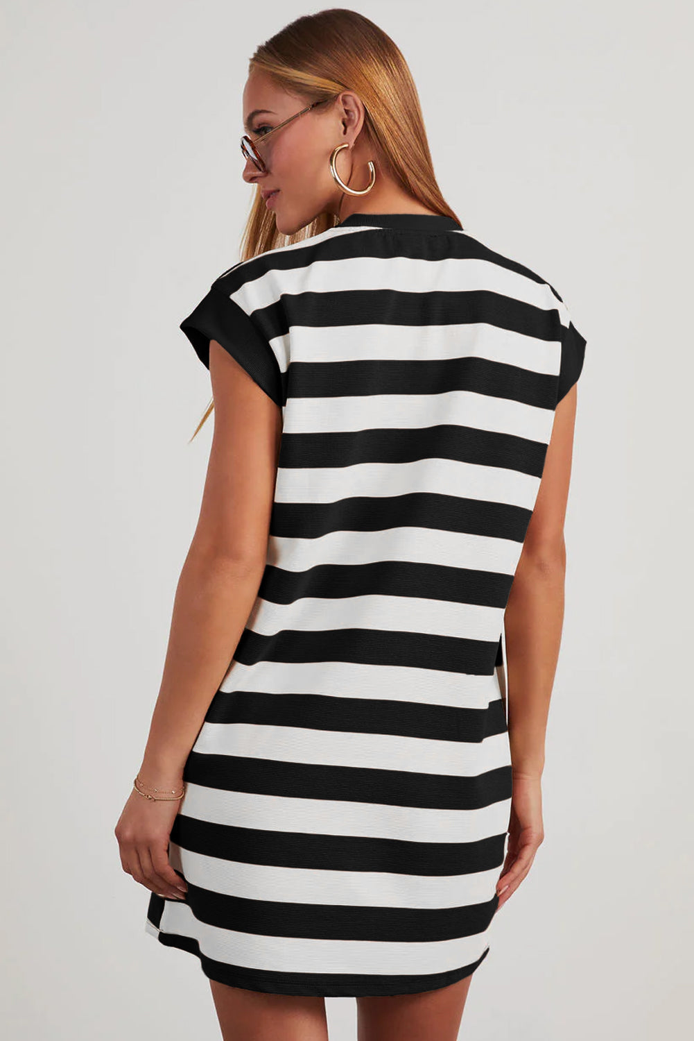 Stripe Cap Sleeve T-Shirt Dress