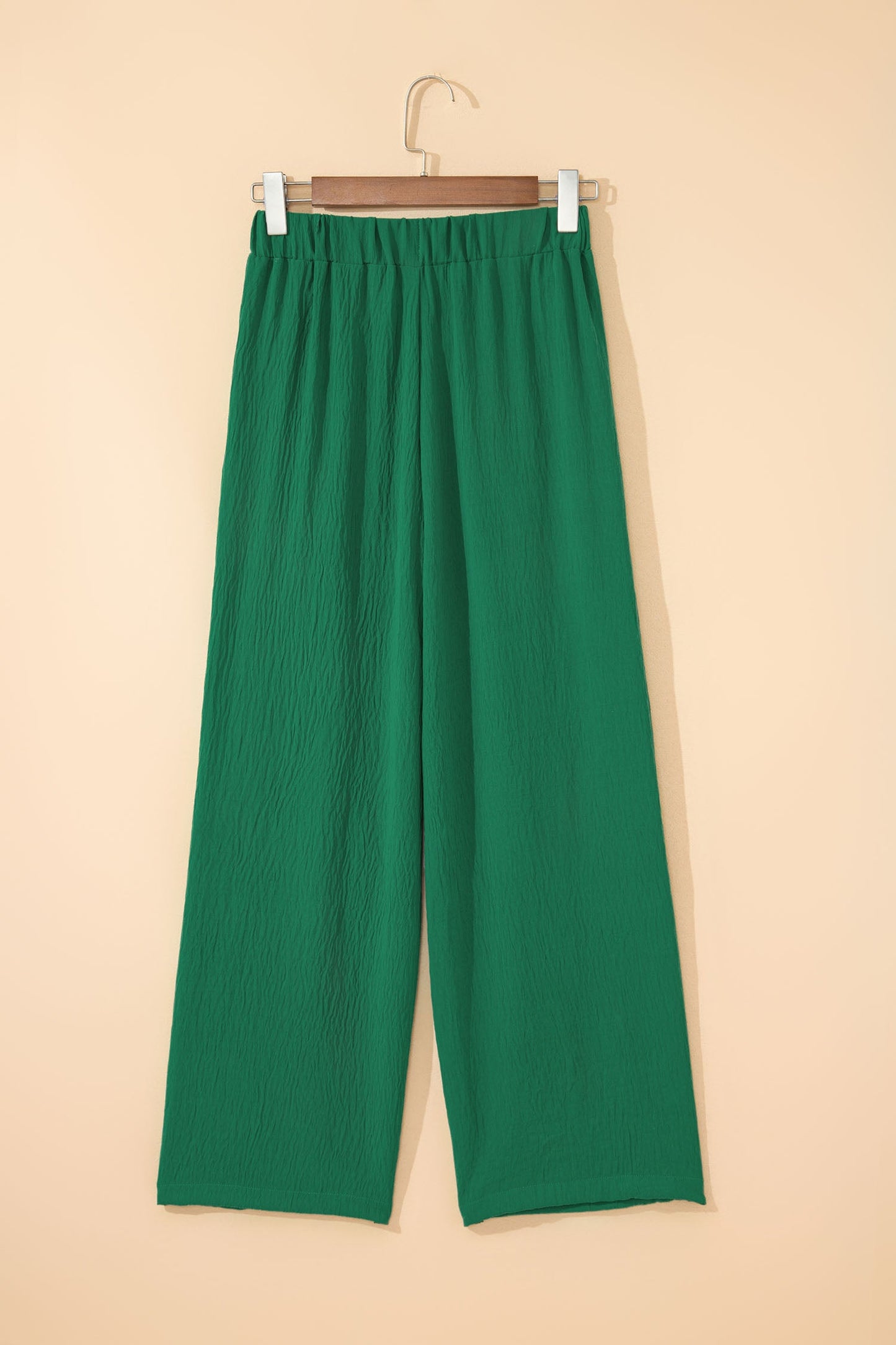 Solid Textured Crossed Waist Loose Pants