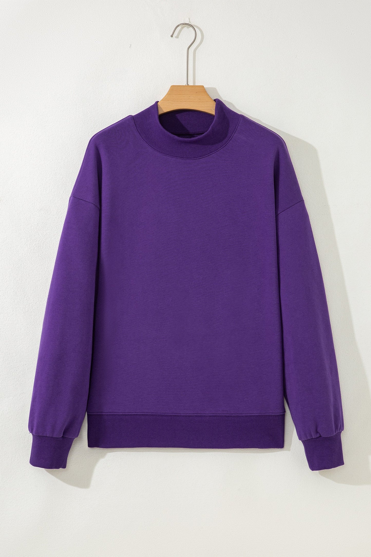 Solid Mock Neck Oversized Sweatshirt