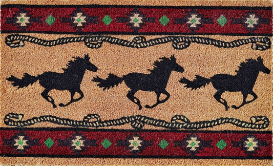 Outdoor Coir Mat, Design #301 Running Horses