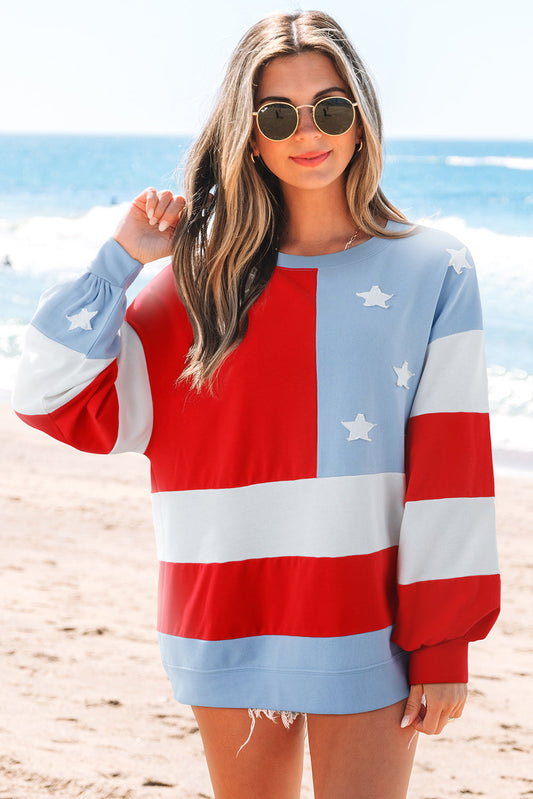American Flag Vintage Oversize Pullover Sweatshirt