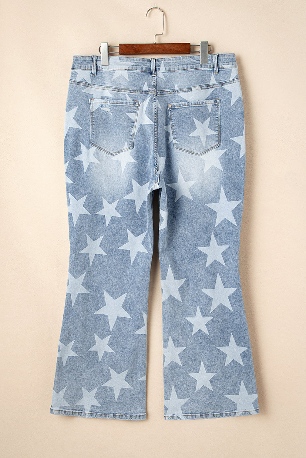 Plus Size Star Button Slit Knee Jeans