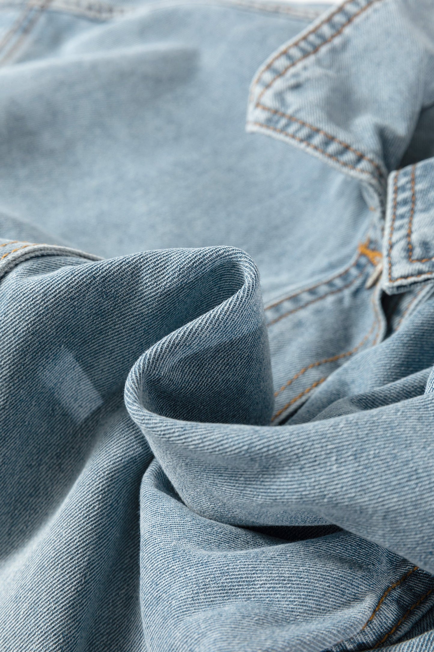 Light Wash Denim Drawcord Hem Jacket