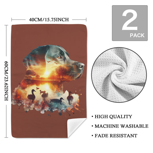 Labrador Retriever Duck Hunting Kitchen Set of 2 Dish Towels Made in America