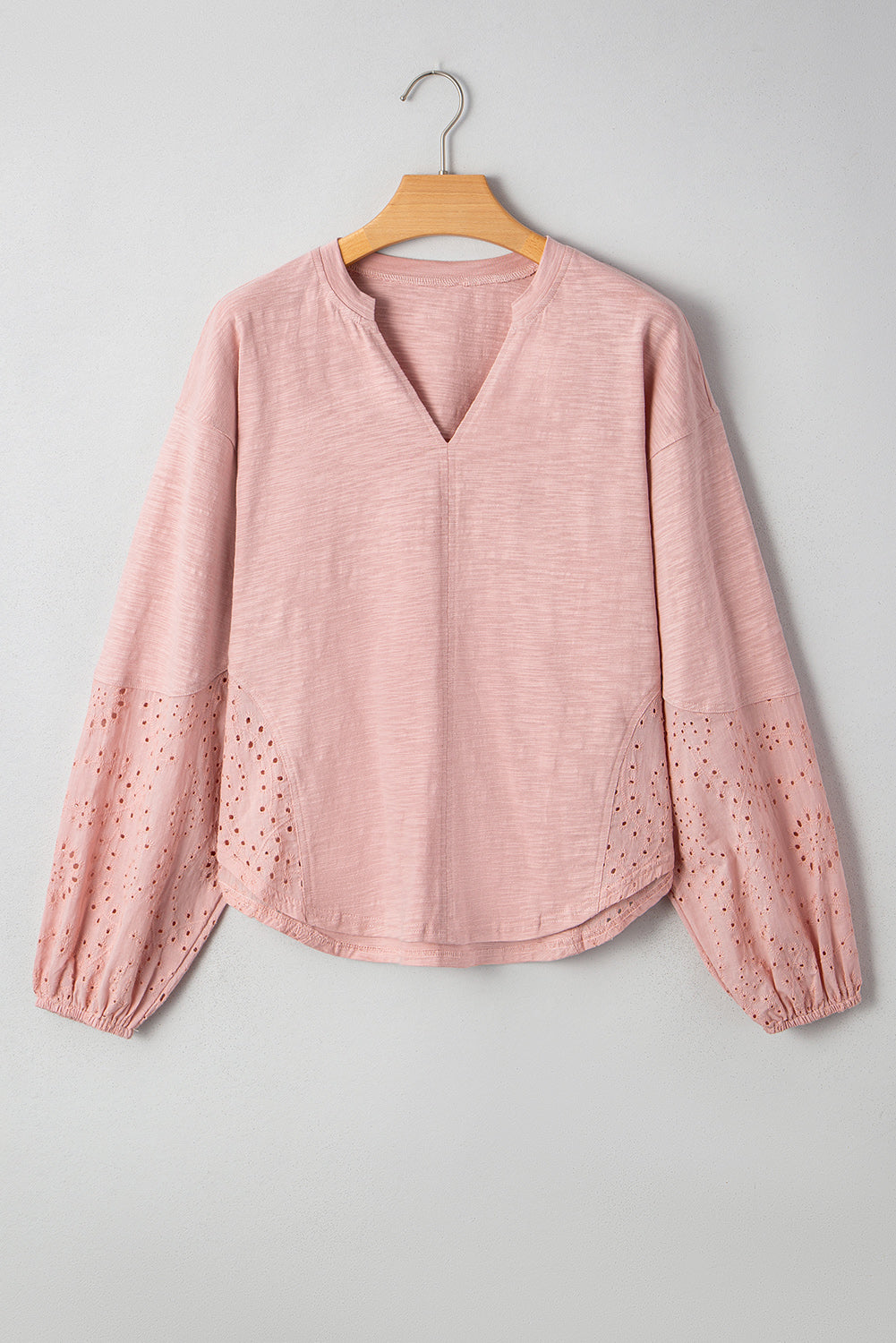 Keyhole Notch V-Neck Batwing Sleeve Blouse