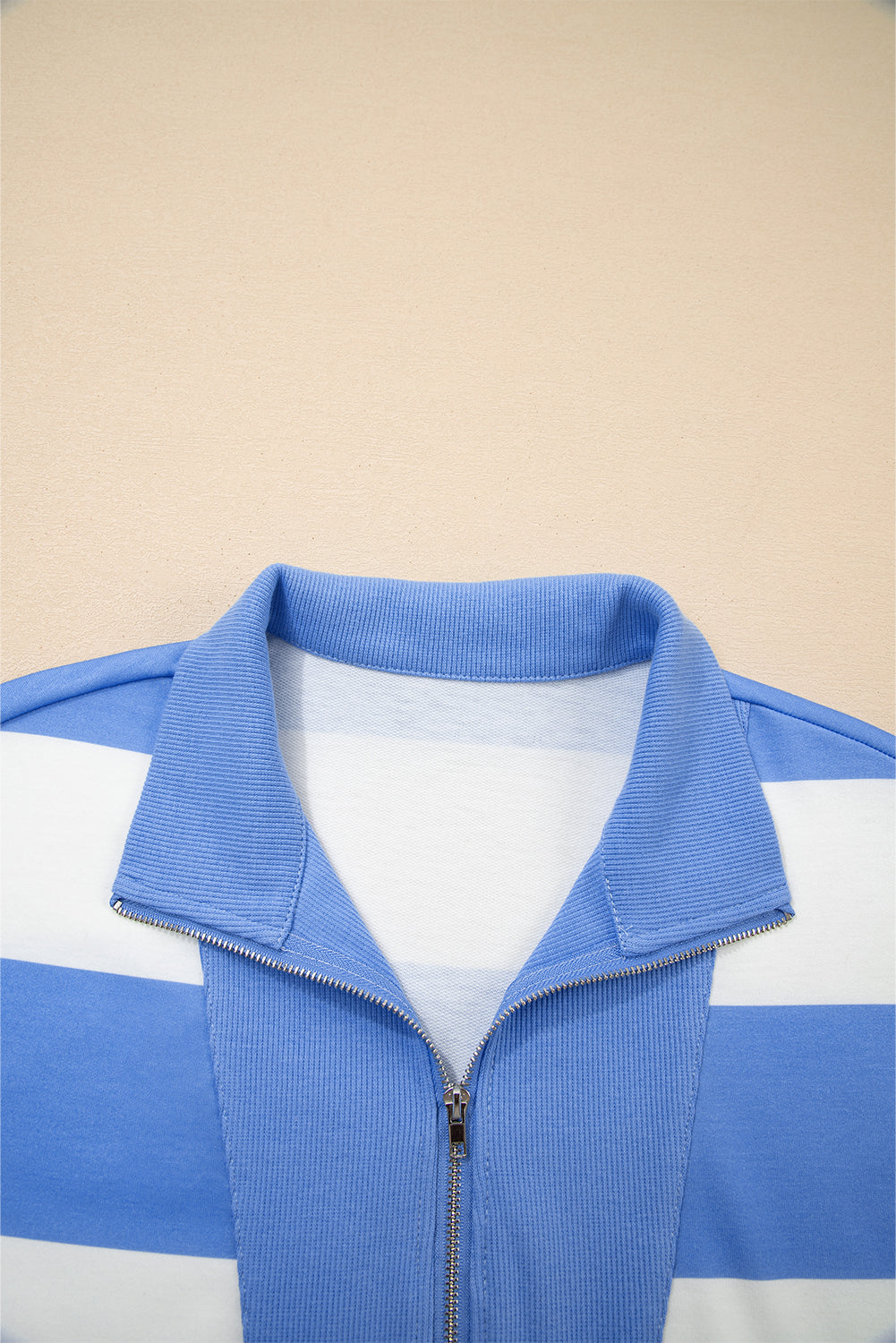 Stripe Half Zip Oversize Tee and Shorts Set