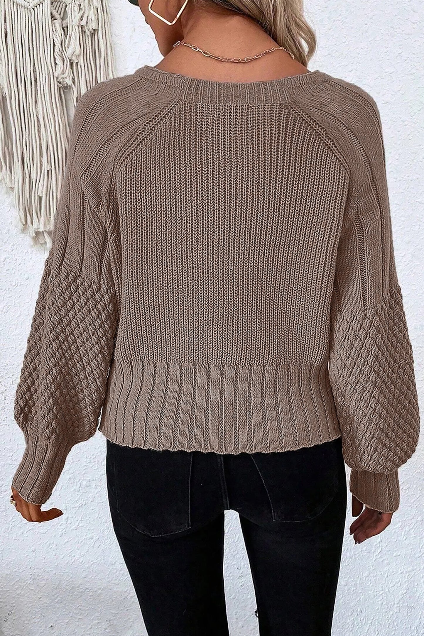 Textured Knit Button Front V-Neck Cardigan