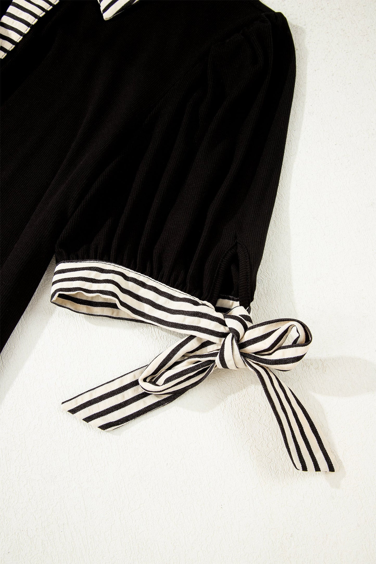 Stripe Polo Collar Tied Short Sleeve Mini Dress