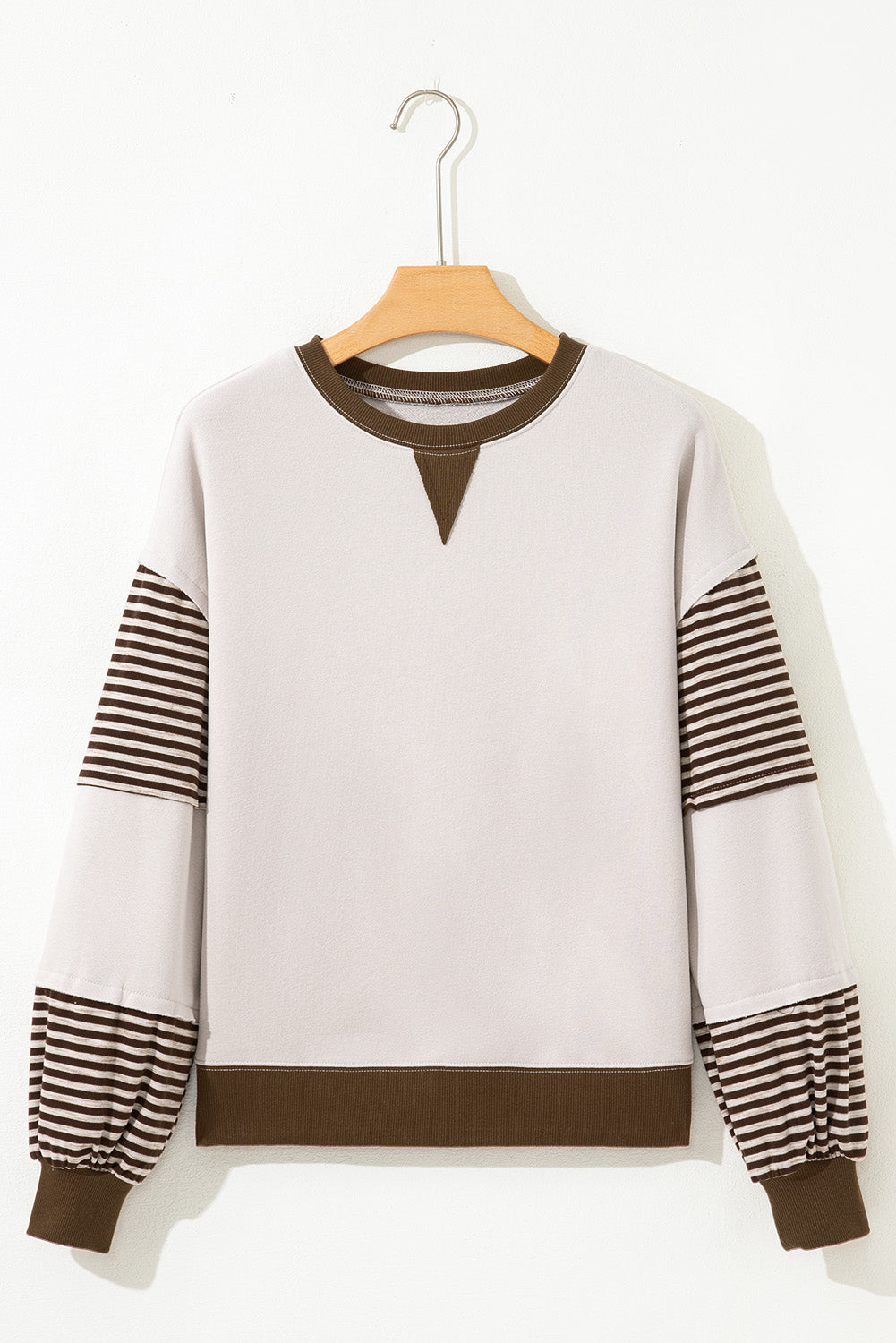 Stripe Colorblock Patchwork Drop Shoulder Sweatshirt