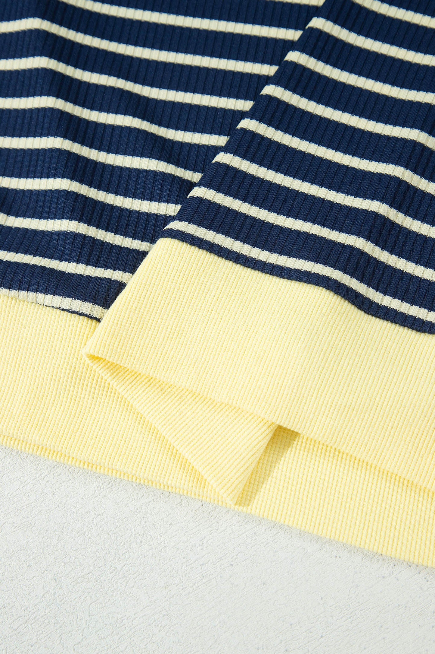 Stripe Long Sleeve Mock Neck Ribbed Knit Top & Shorts Set