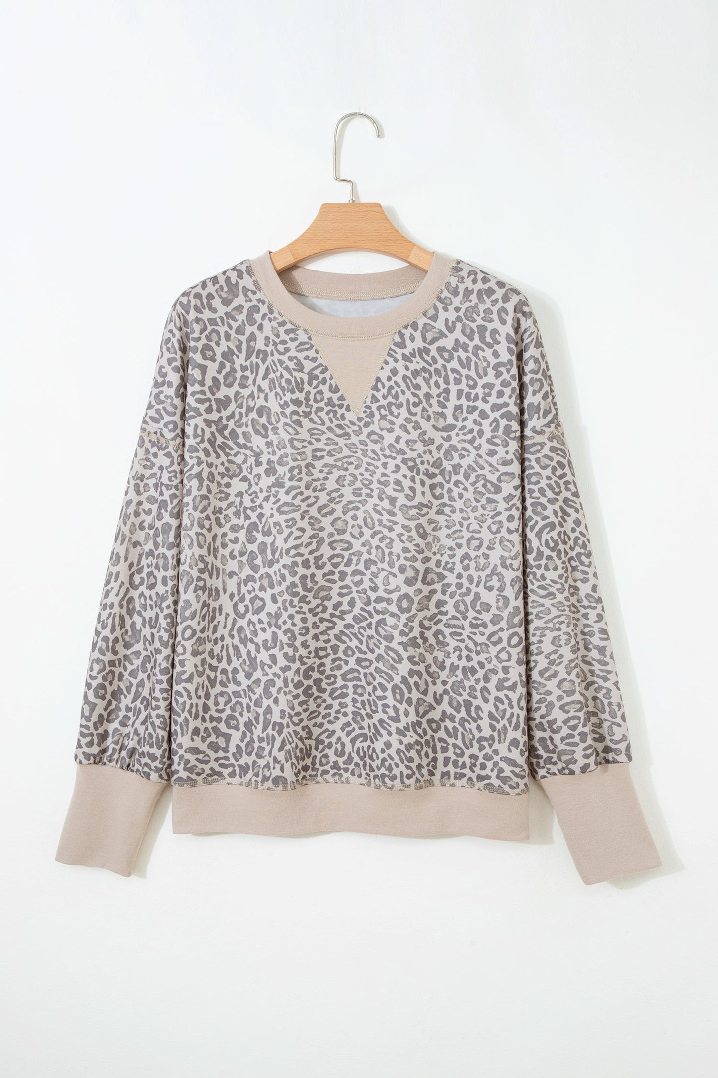 Leopard Patchwork Crew Neck Sweatshirt