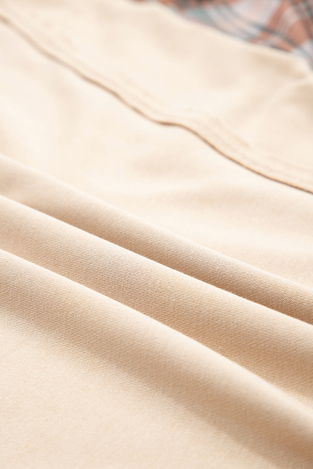 Plaid Colorblock Patchwork Sleeve Reverse Seam Sweatshirt