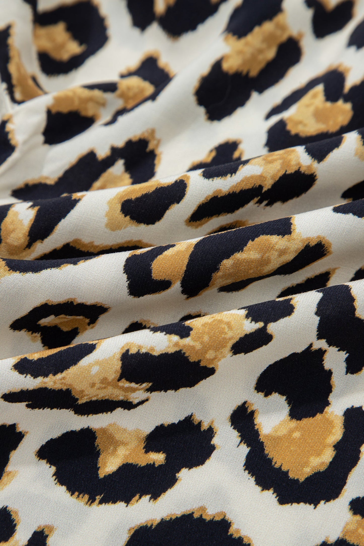 Leopard Patchwork 3/4 Sleeve Buttoned Shirt