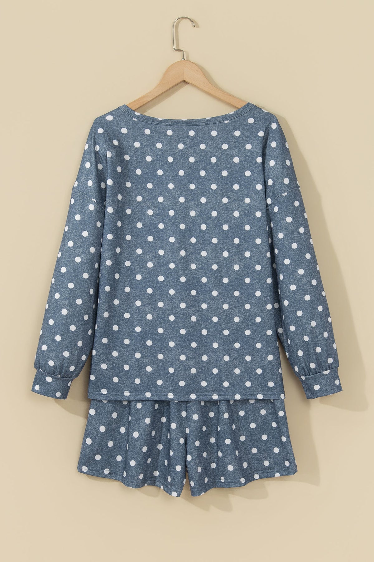 Polka Dot Long Sleeve Top & Drawstring Shorts Set