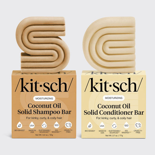 Coconut Oil Shampoo & Conditioner Bar Combo for Dry Damaged Hair by KITSCH