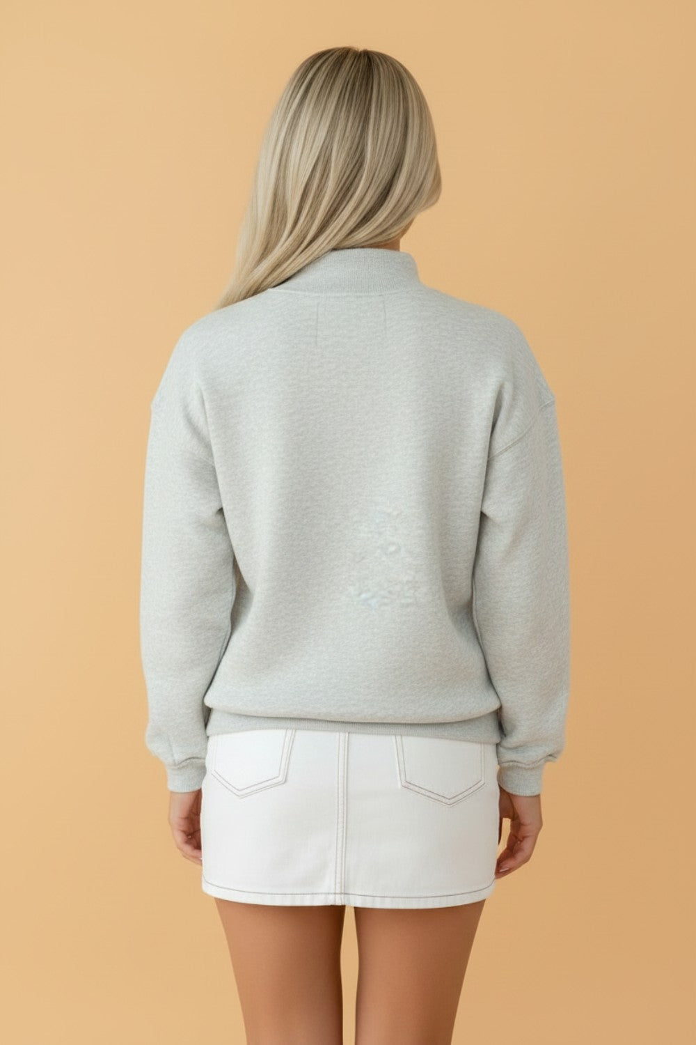 STATE Embroidered Exposed Seam Mock Neck Sweatshirt