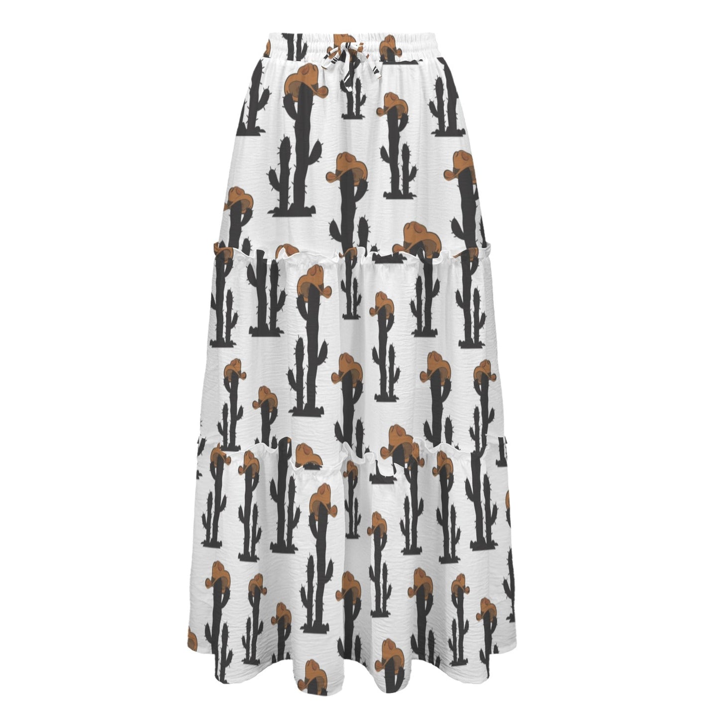 Western Cactus Tiered Prairie Maxi Skirt