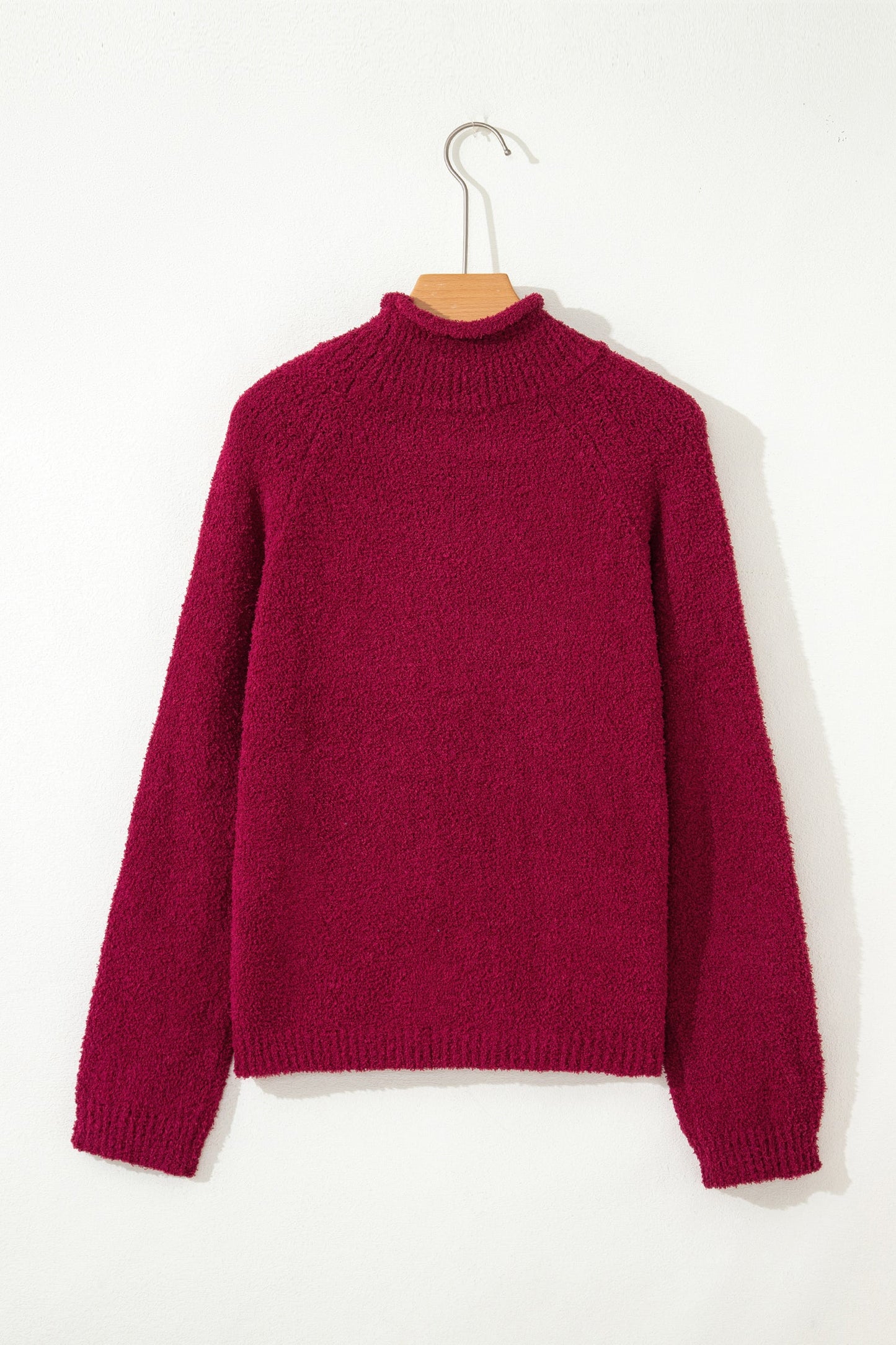 Solid Popcorn Knit Mock Neck Sweater