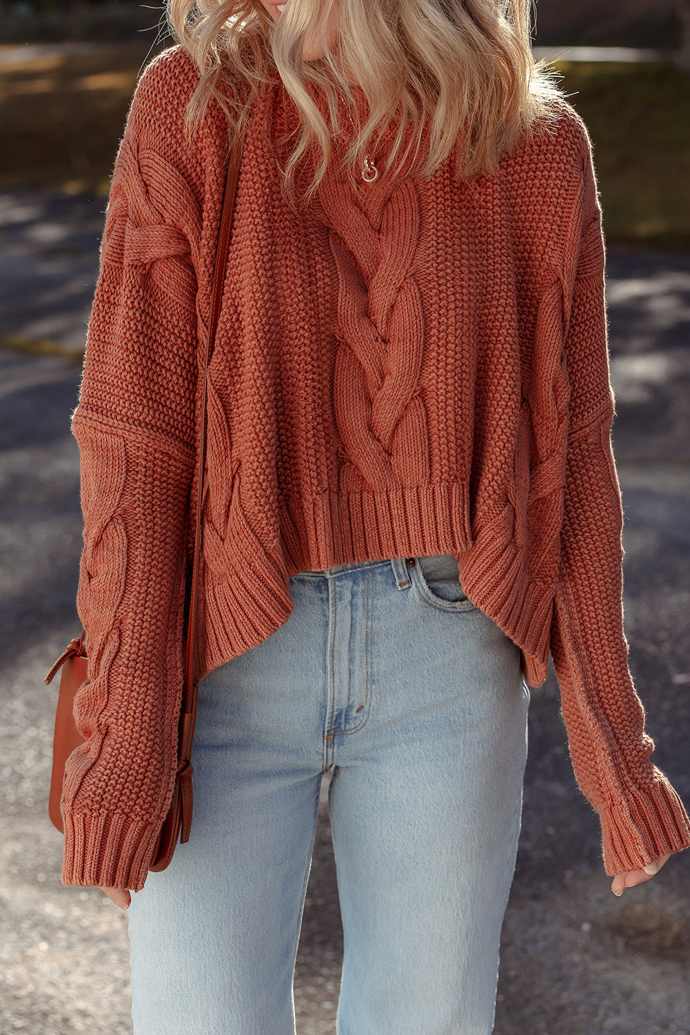 Textured Chunky Knit Long Sleeve Sweater