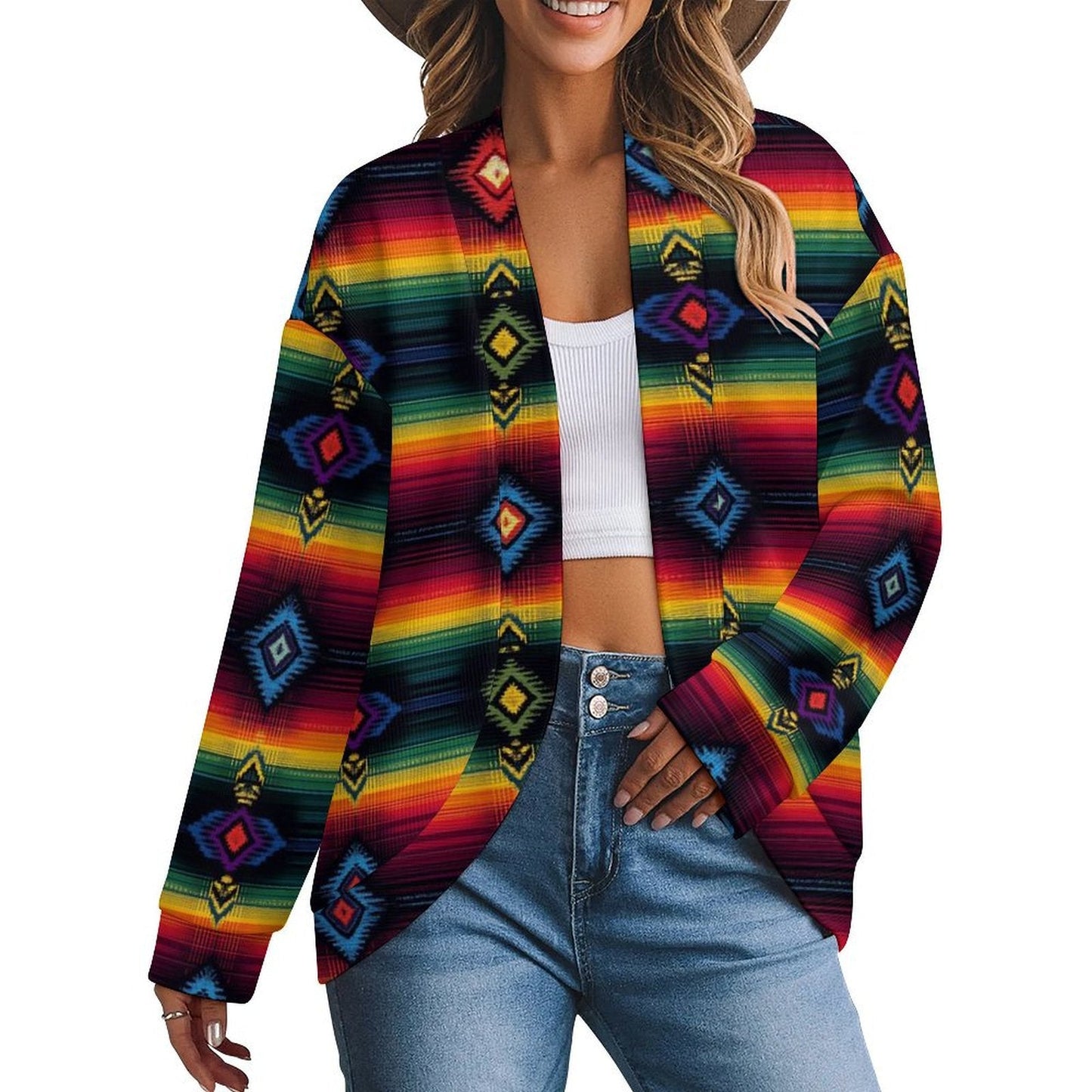 Colores de Mexico Serape Drop Shoulder Cardigan