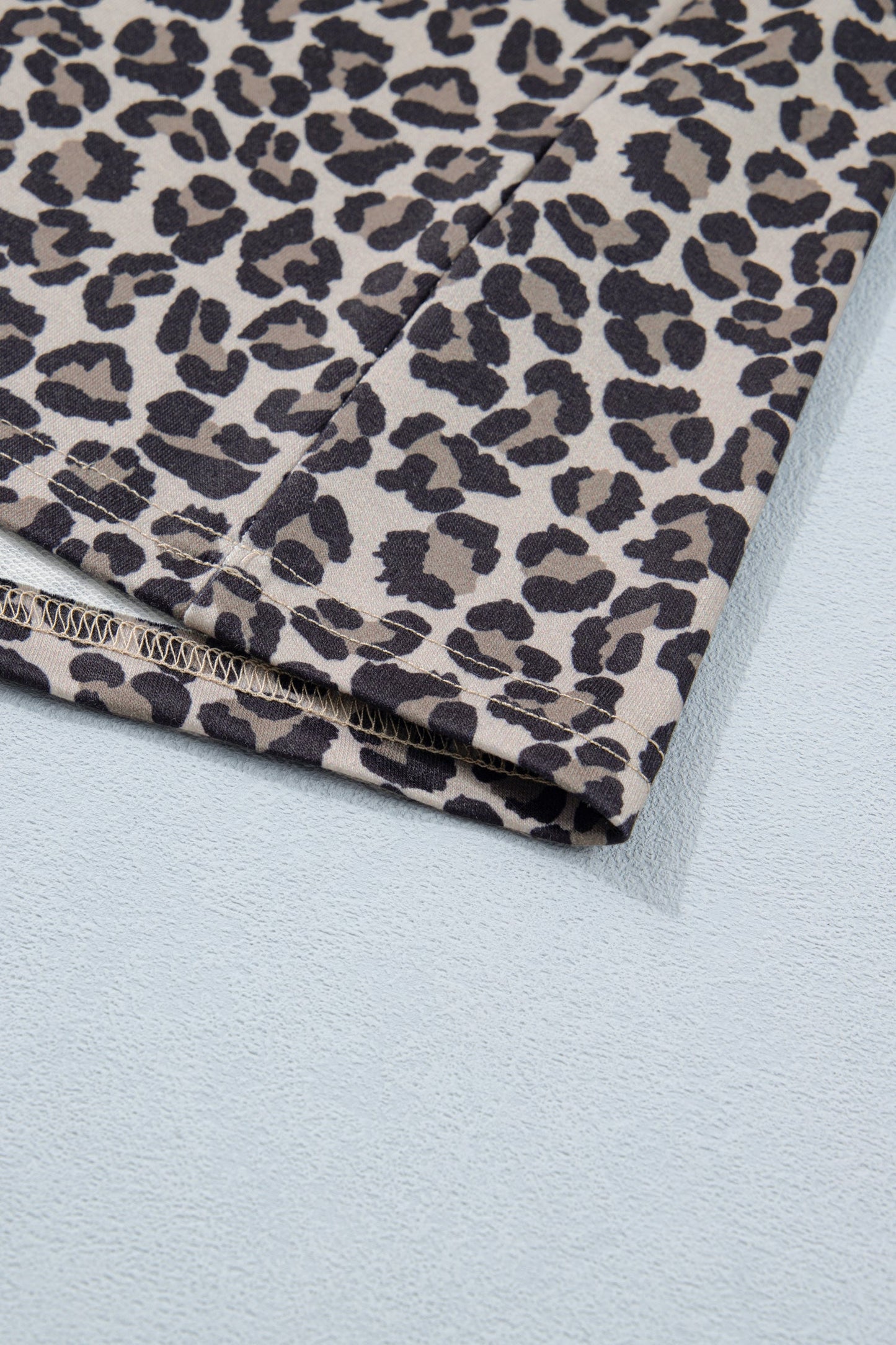 Leopard Half Zip Stripe Trim Short Sleeve Top