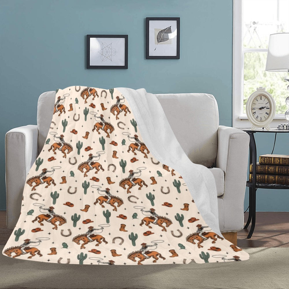 Rodeo Cowboy Throw Blanket Ultra-Soft Micro Fleece Blanket 60" x 80" Made in America