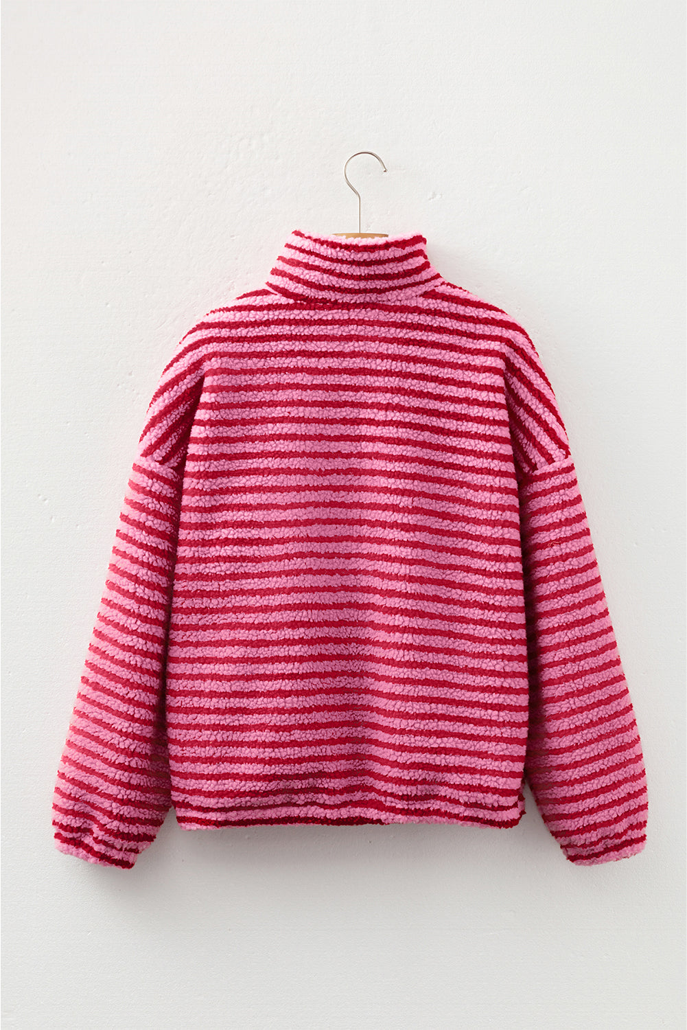 Stripe Fleece Quarter Zip Oversize Sweatshirt