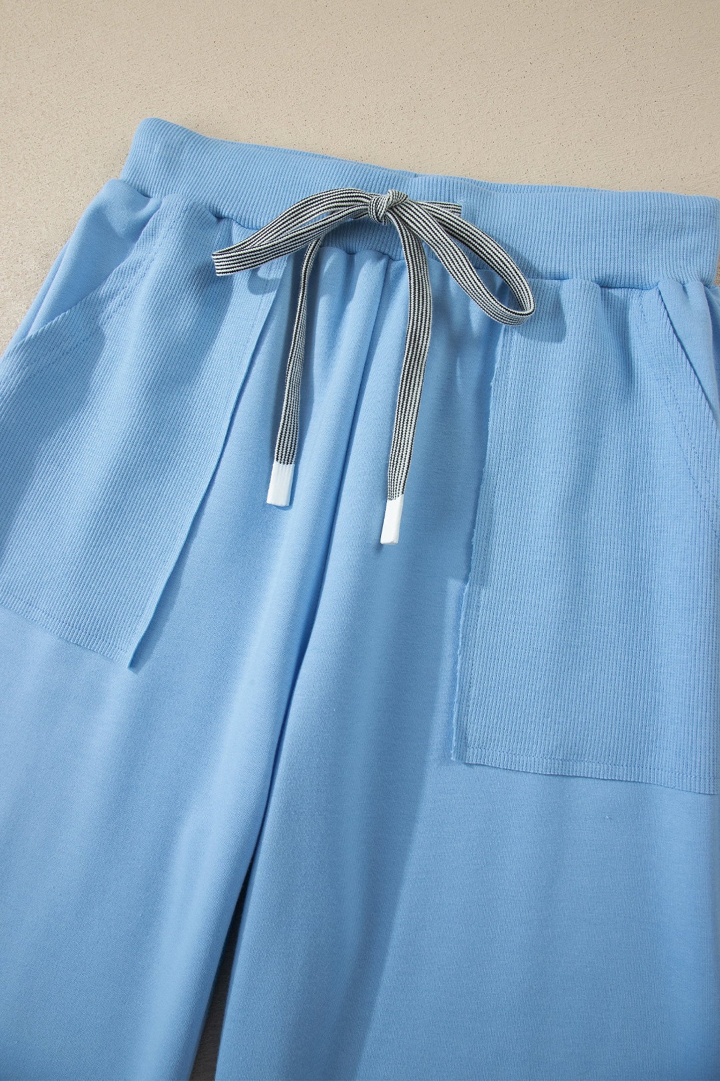 Solid V-Neck Tee & Drawstring Pants Set