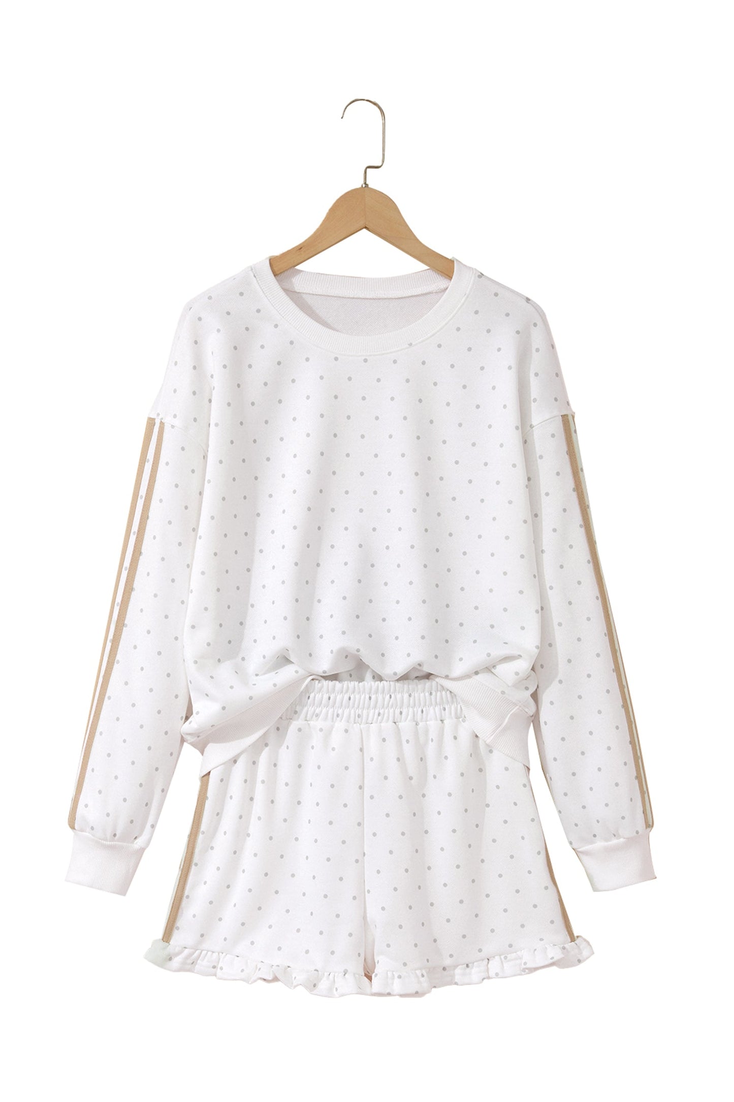 Polka Dot Side Stripe Detail Sweatshirt & Shorts Set