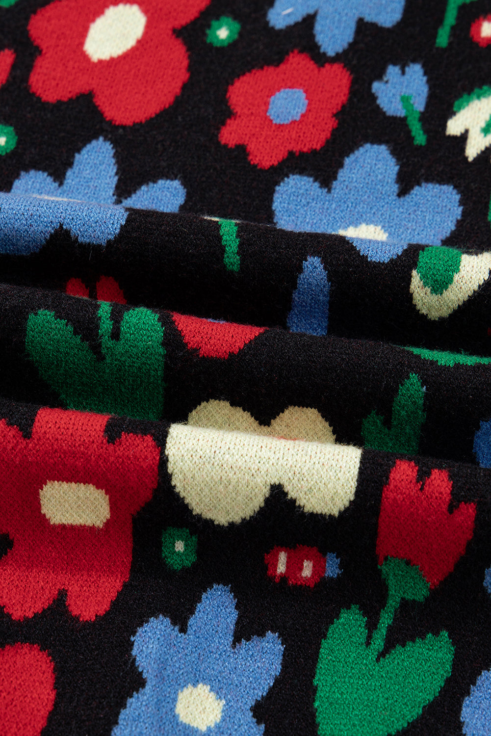 Floral Buttoned V-Neck Cardigan Sweater