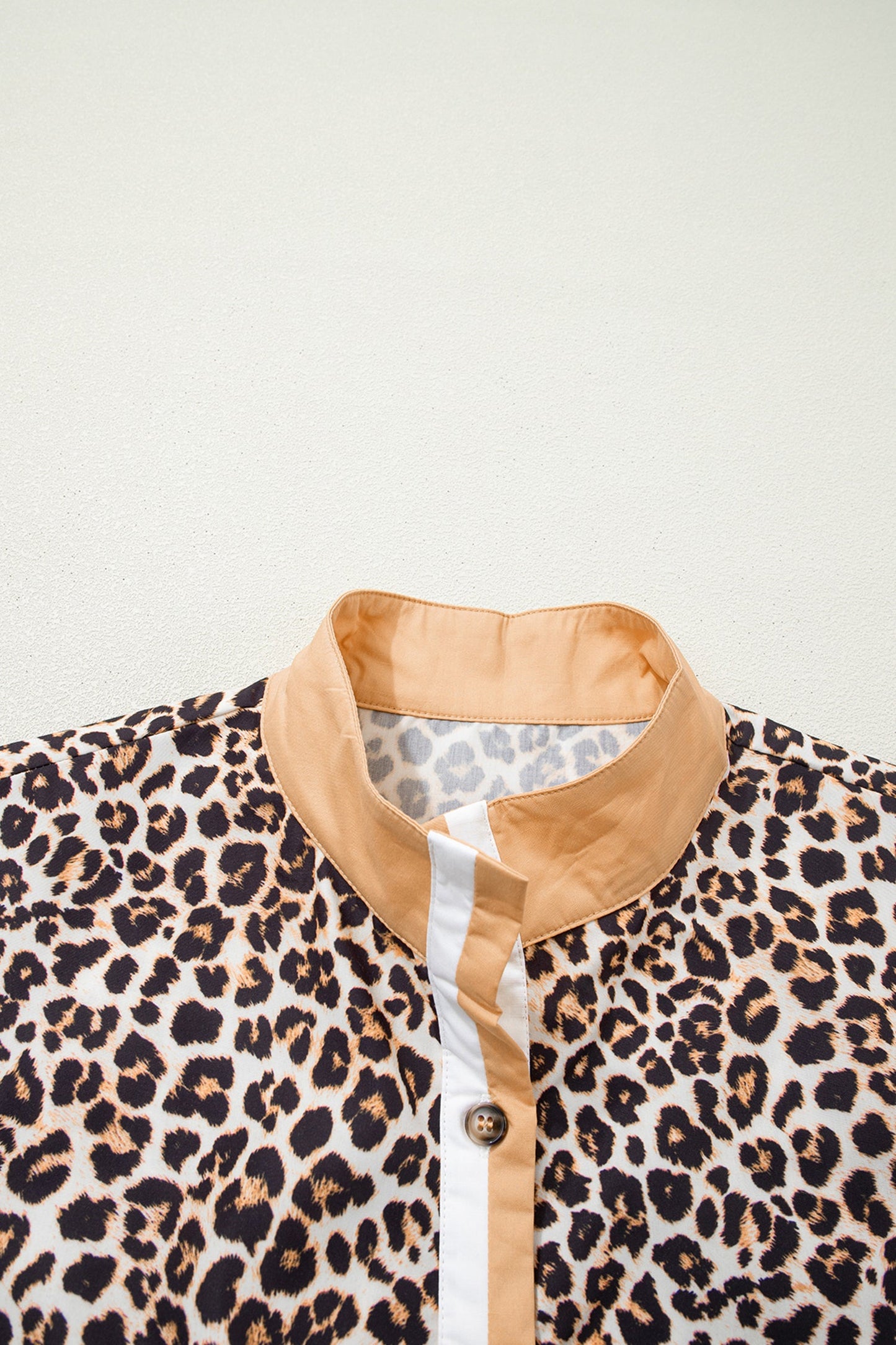 Leopard Stripe Collar Half Buttoned Flared Dress