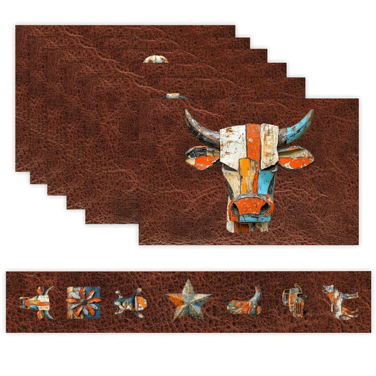 7 Pieces Rustic Ranch Western Cowboy Table Runner and Placemats Set Made in USA