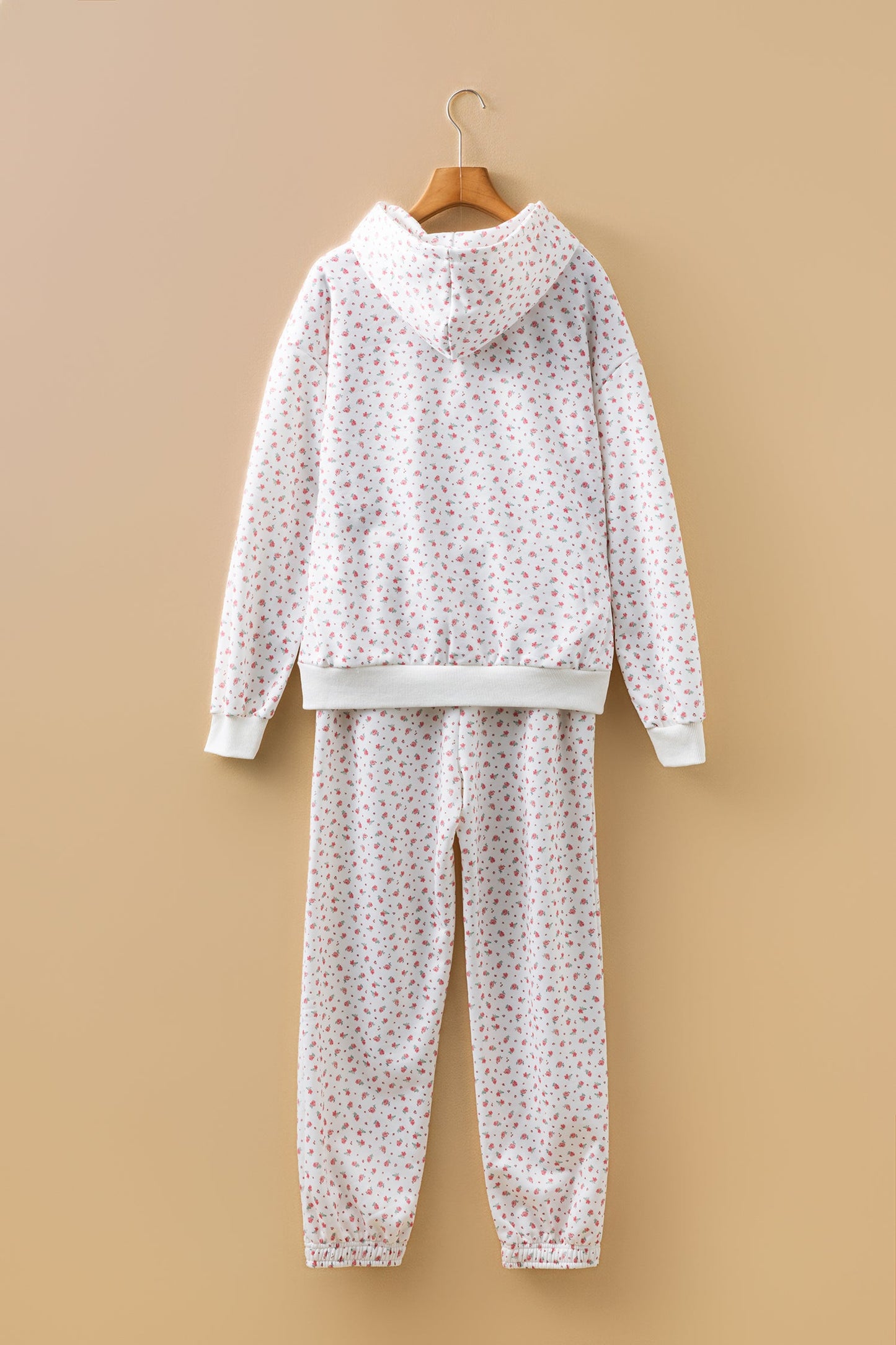 Floral Kangaroo Pocket Hoodie and Sweatpants Set