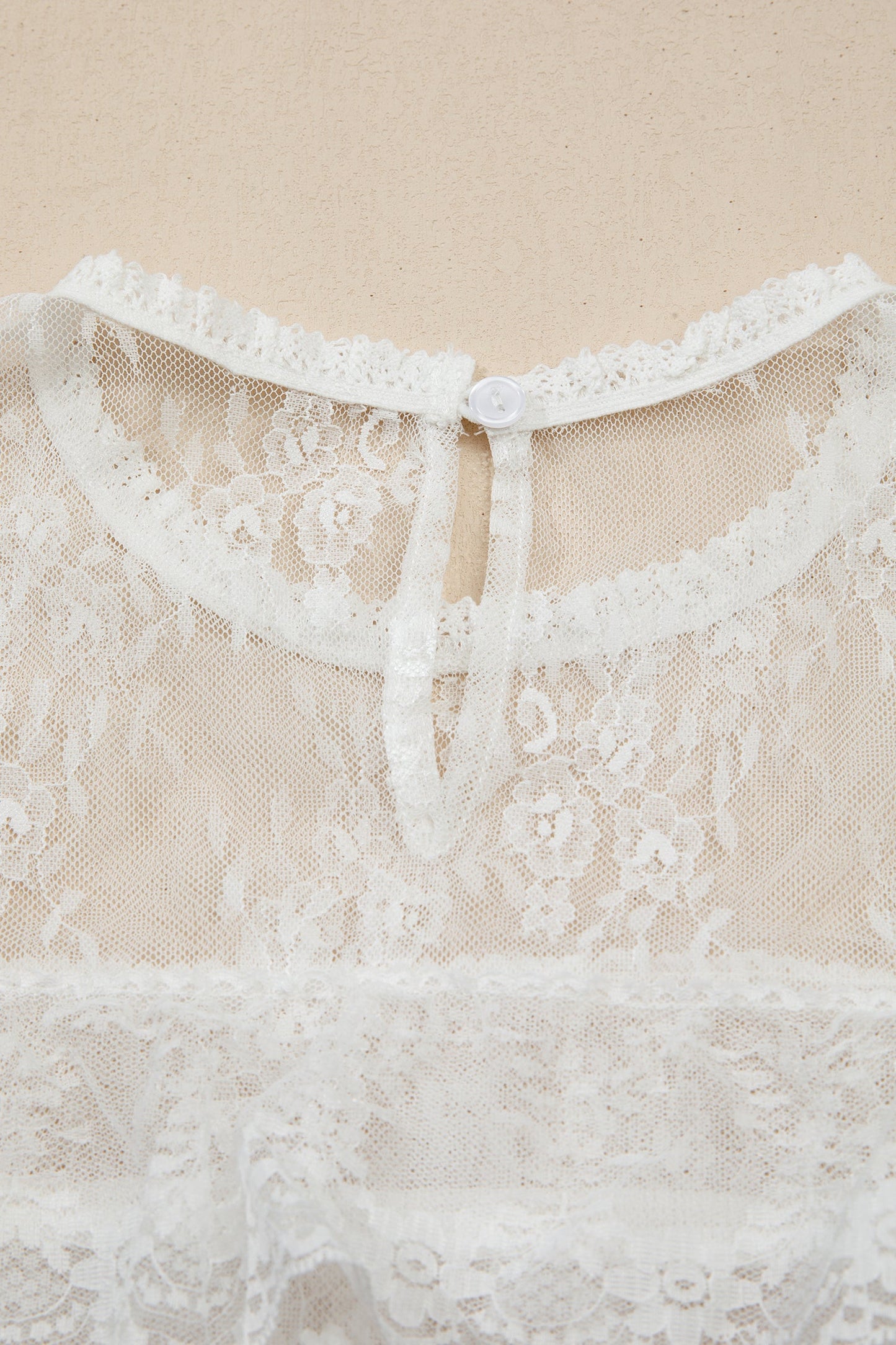 Sheer Floral Lace Ruffle Tiered Blouse & Cami